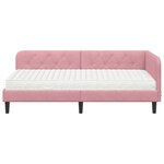 vidaXL Cadre de lit d'angle avec matelas Rose 100 x 200 cm Velours