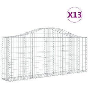 vidaXL Paniers à gabions arqués 13 Pièces 200x30x80/100 cm Fer galvanisé