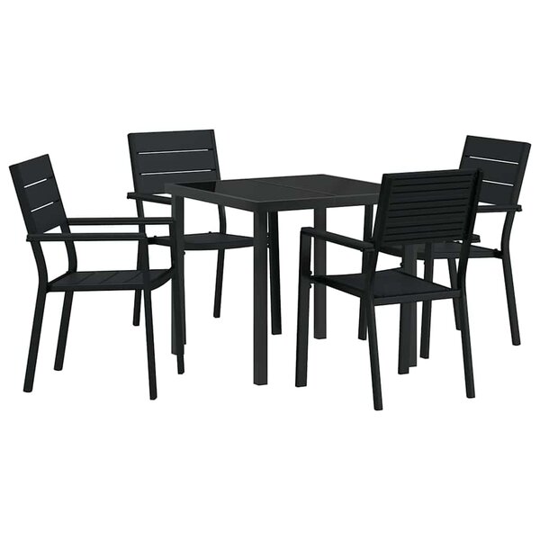 vidaXL Ensemble de salle à manger pour jardin 5 Pièces Noir HDPE