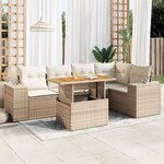 vidaXL Salon de jardin avec coussins 6 Pièces beige résine tressée