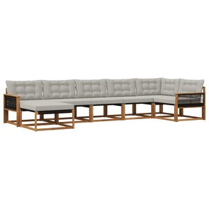 vidaXL Ensemble de canapés d'extérieur 7 Pièces Naturel et gris clair