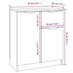 vidaXL Buffet Gris béton 60x30x70 cm Bois d'ingénierie