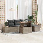 Ensemble de canapé de jardin vidaXL 6 pièces avec coussins Gris Poly Rotin