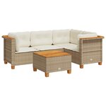 vidaXL Salon de jardin avec coussins 5 Pièces beige résine tressée