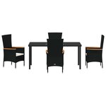 vidaXL Ensemble de salle à manger pour jardin 5 Pièces Noir Poly rotin