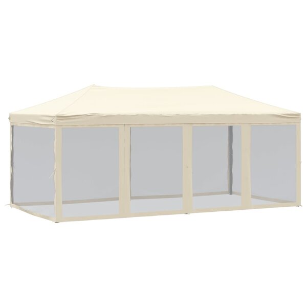 vidaXL Tente de réception pliable avec parois Crème 3x6 m