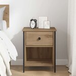 vidaXL Cabinet de chevet avec tiroir chêne artisanal 40 x 42 x 50 cm