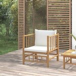 vidaXL Canapé de jardin avec coussins blanc crème bambou