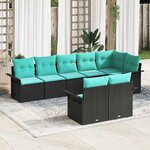vidaXL Ensemble de canapé de jardin avec coussin 8 Pièces Noir Poly rotin