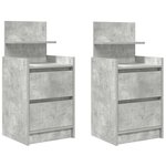 vidaXL Tables de chevet avec 2 tiroirs 2 Pièces gris béton 38x34x80 cm
