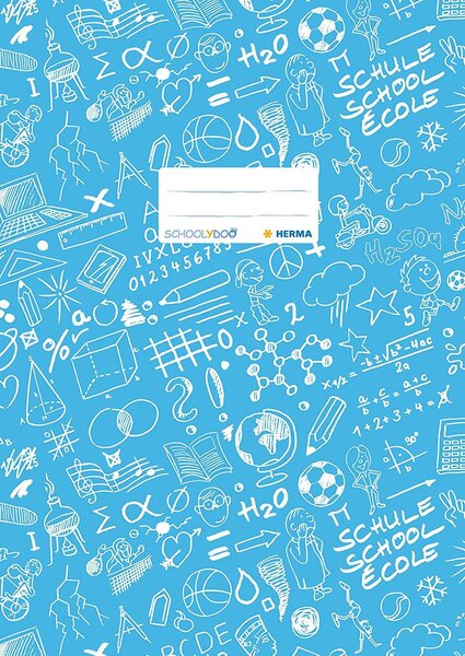 Protège-cahier Schoolydoo A4 polypro avec etiquette Bleu Clair HERMA