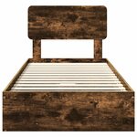 vidaXL Lit de Rangement Chêne fumé 90 x 200 cm Bois d'ingénierie