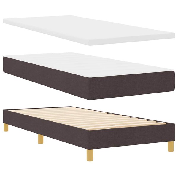 vidaXL Lit à ressorts avec matelas Marron foncé 200 x 80 cm Polyester