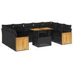 vidaXL Salon de jardin 10 Pièces avec coussins noir résine tressée acacia