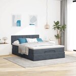 vidaXL Cadre de lit ottoman avec matelas gris foncé 140x200 cm velours
