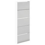 vidaXL Meuble à chaussures 5 étagères et miroir 63x17x169 5 cm Blanc