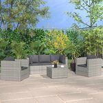Vidaxl salon de jardin 4 pièces avec coussins résine tressée gris