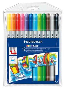 Pochette de 12 Stylo feutre Noris Club Double Pointe 1 mm et 3 mm Assortis STAEDTLER
