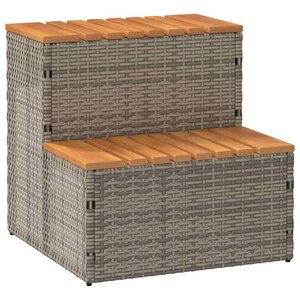 VidaXL Marche bain à remous gris 50x50x50 5cm polyrotin acacia massif