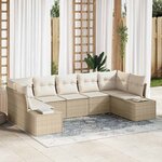 vidaXL Ensemble de canapé de jardin 7 Pièces Beige Poly rotin