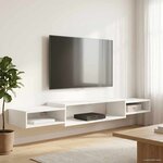 vidaXL Meuble TV mural Montage mural Blanc 180 x 28 x 21 cm