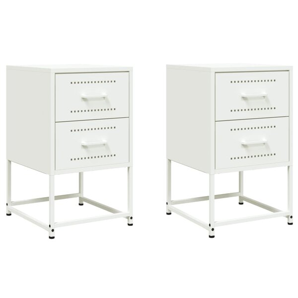 vidaXL Tables de chevet 2 Pièces blanc 36x39x60 5 cm acier