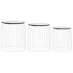vidaXL Tables basses 3 Pièces Blanc