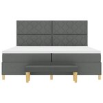 vidaXL Lit avec Sommier et Banc Gris Foncé 200x200 cm Tissu