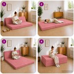 vidaXL Canapé-lit pliable 140 x 67 x 45 cm Rose