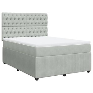 vidaXL Sommier à lattes de lit et matelas Gris clair 160x200cm Velours