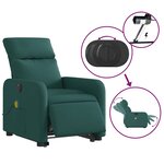 vidaXL Fauteuil inclinable de massage électrique Vert foncé Tissu