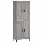 vidaXL Buffet haut Sonoma gris 69 5x34x180 cm Bois d'ingénierie