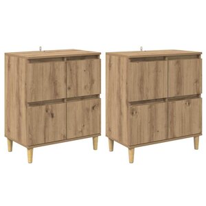 vidaXL Buffets 2 Pièces Chêne artisanal 60 x 35 x 70 cm Bois d'ingénierie