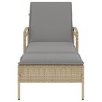 vidaXL Chaise longue avec coussin beige 63x200x81 cm résine tressée