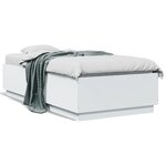 vidaXL Cadre de lit blanc 75x190 cm bois d'ingénierie