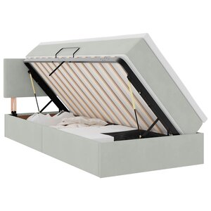 vidaXL Lit de rangement LED avec matelas Gris clair 100 x 200 cm