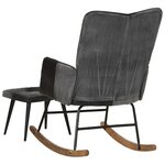 vidaXL Chaise à bascule et repose-pieds Marron Noir véritable et toile