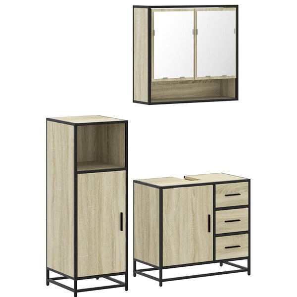 vidaXL Ensemble de meubles de salle de bain 3 Pièces chêne sonoma