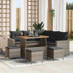 vidaXL Ensemble de canapé de jardin 9 Pièces Gris polyrotin