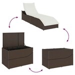 vidaXL Chaise longue pliante coussin rangement marron résine tressée
