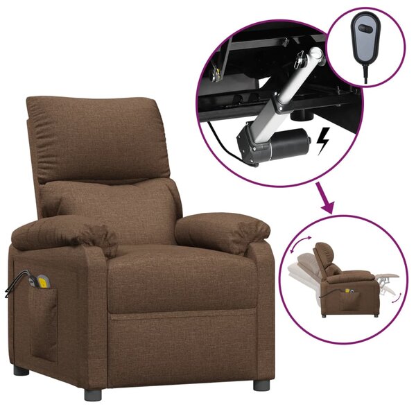 vidaXL Fauteuil électrique de massage Marron Tissu
