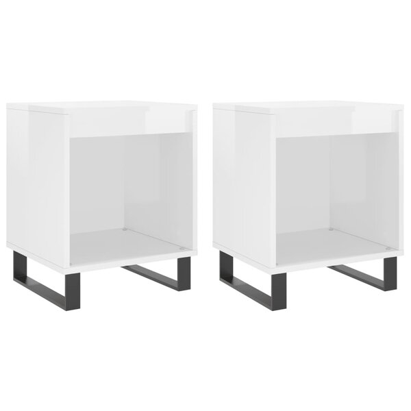 vidaXL Tables de chevet 2 Pièces blanc brillant 40x35x50 cm