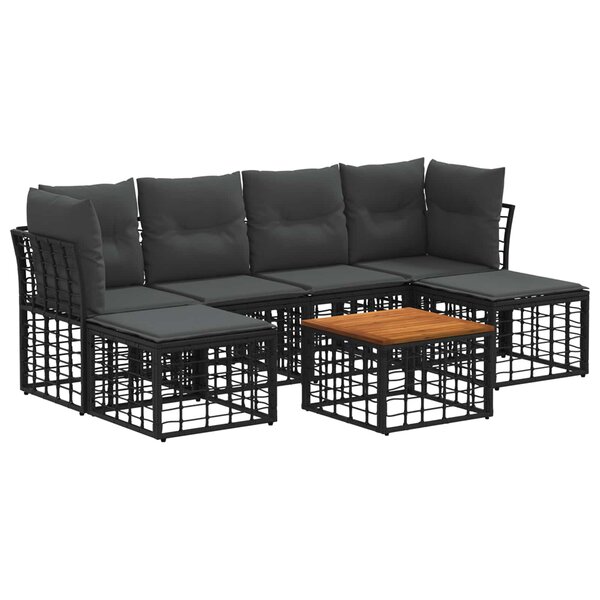 vidaXL Ensemble de canapés d'extérieur 7 Pièces Noir et Gris foncé
