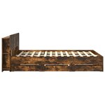vidaXL Cadre de lit avec rangement Chêne fumé 135 x 190 cm