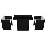 vidaXL Ensemble de bistrot 3 Pièces avec coussins Résine tressée Noir