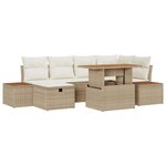 vidaXL Ensemble de canapé de jardin 7 Pièces Beige Poly rotin