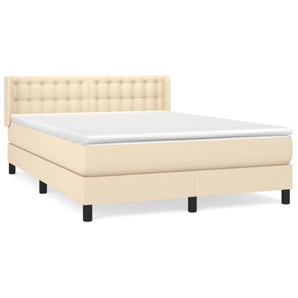 vidaXL Sommier à lattes de lit avec matelas Crème 140x200 cm Tissu