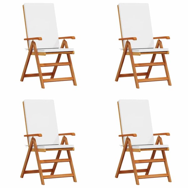 vidaXL Chaise de jardin 4 pc Marron et blanc Bois de teck massif