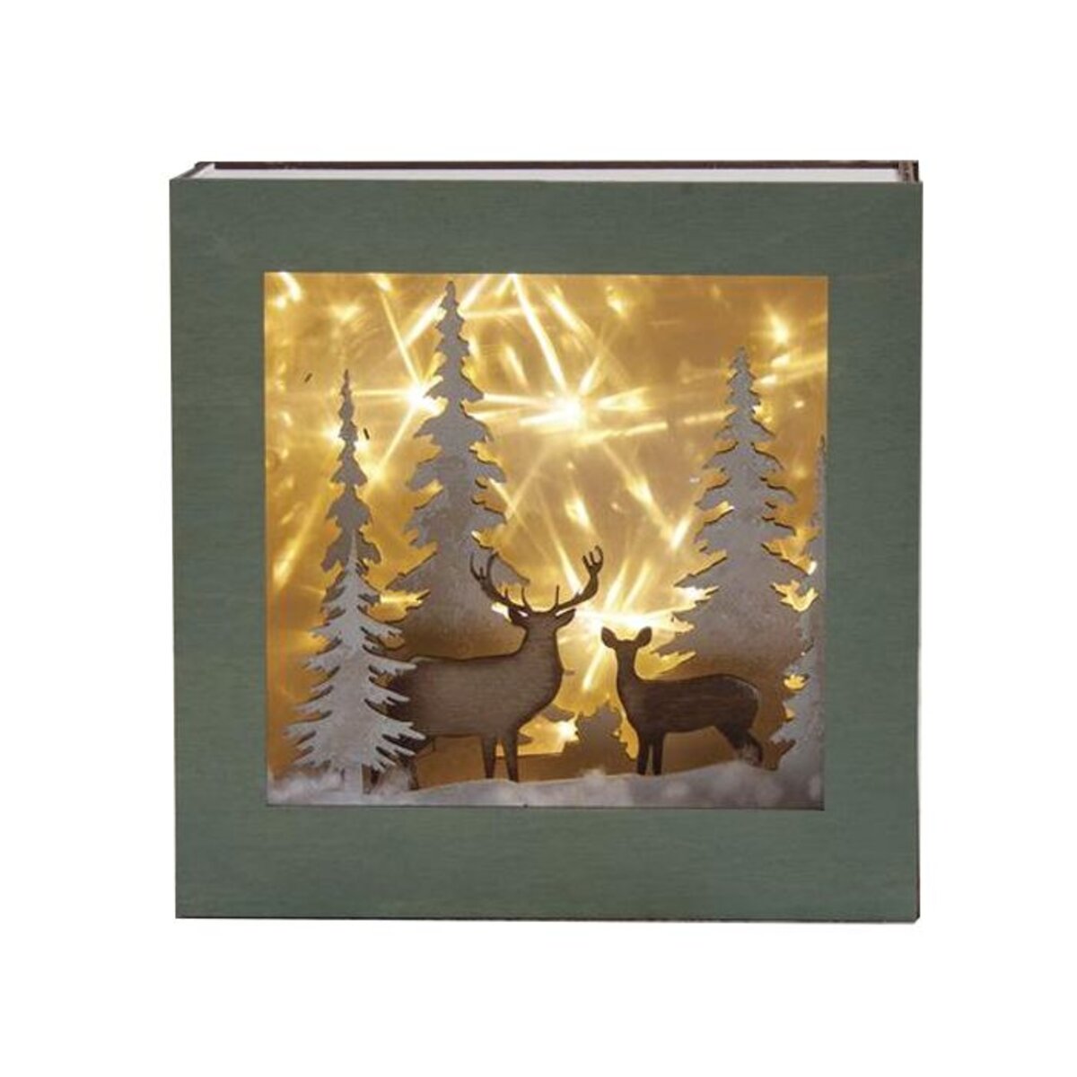 Kit mini cadre bois lumineux Forêt de Noël - La Poste