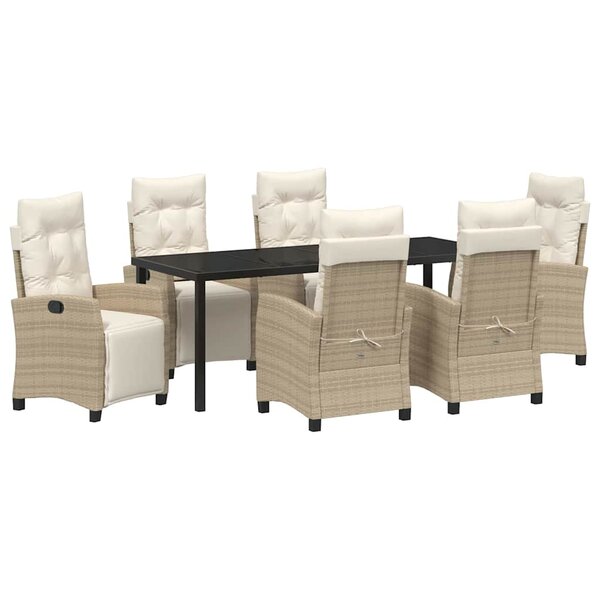 vidaXL Ensemble de salle à manger pour jardin 7 Pièces Beige polyrotin